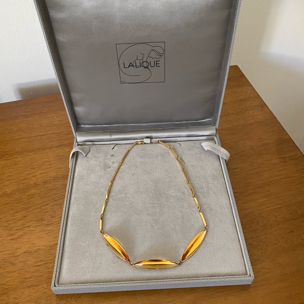 LALIQUE ECLAT ELEMENTS GOLD PLATED YELLOW CRYSTAL COCKTAIL NECKLACE